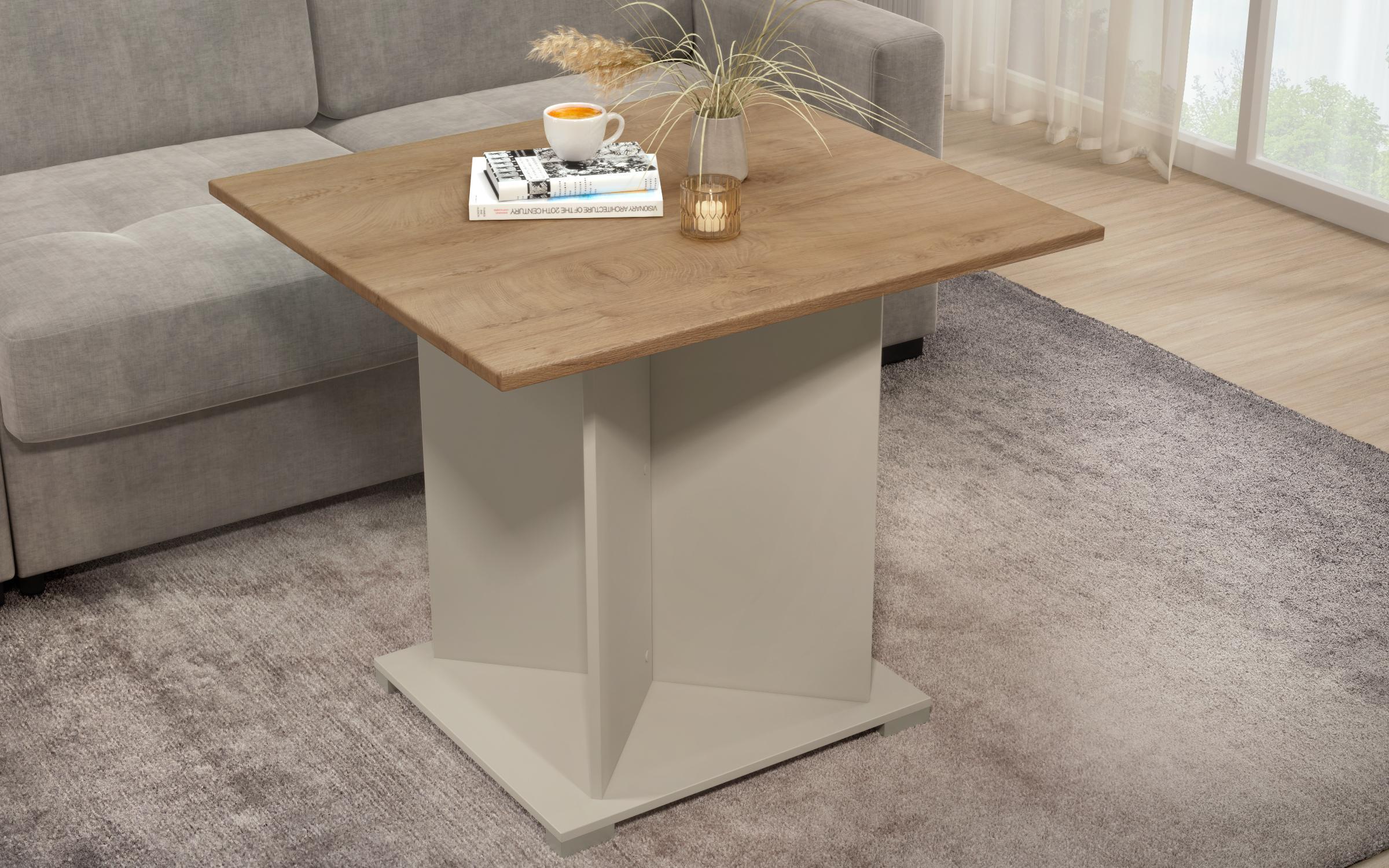 Masuta de cafea Aurea XL + MDF, nisipiu mat + stejar classic  2